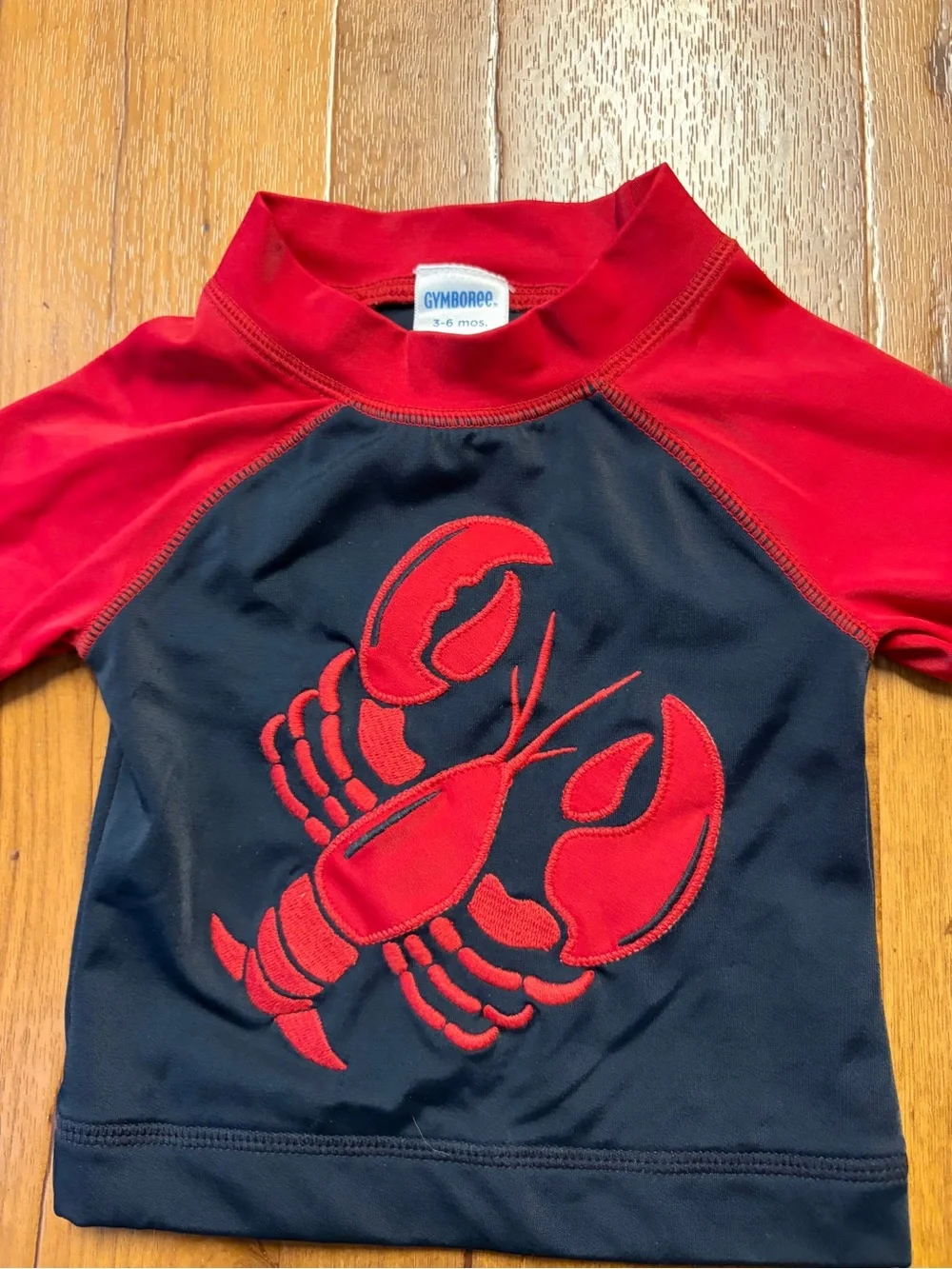 Gymboree Red & Black Lobster Rashguard Swim Top 3-6 Months